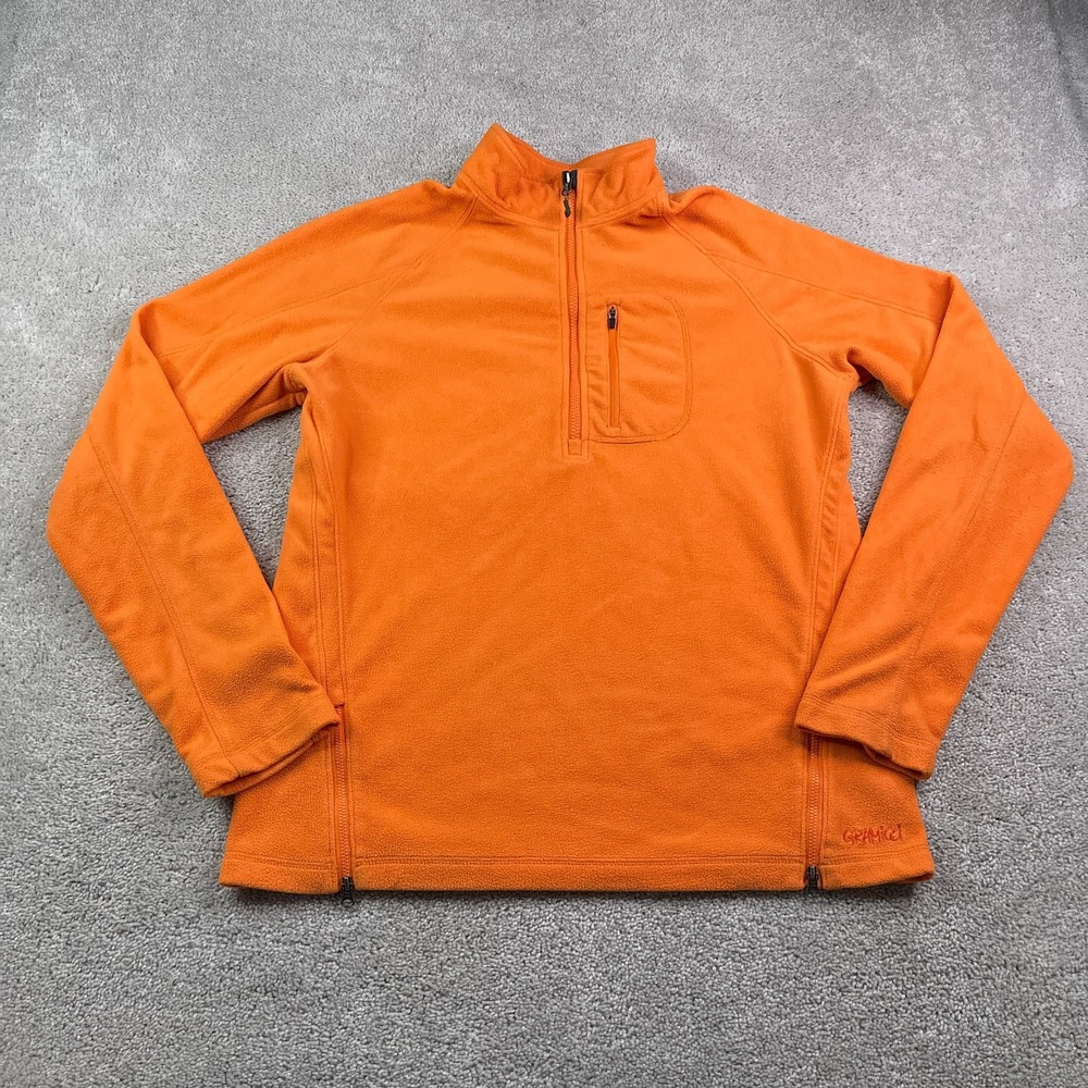 Gramicci Sweater Mens‎ Large Orange Fleece Half Zip Pullover Hiking Outdoors